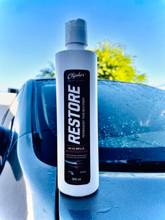 CLIPHER RESTORE restaurador de plásticos exteriores 300 ml en fotografía real sobre vehículo