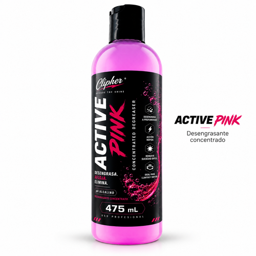 CLIPHER ACTIVE PINK desengrasante concentrado 475 ml sobre fondo blanco