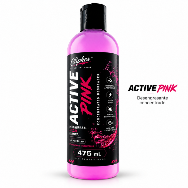 CLIPHER ACTIVE PINK desengrasante concentrado 475 ml sobre fondo blanco