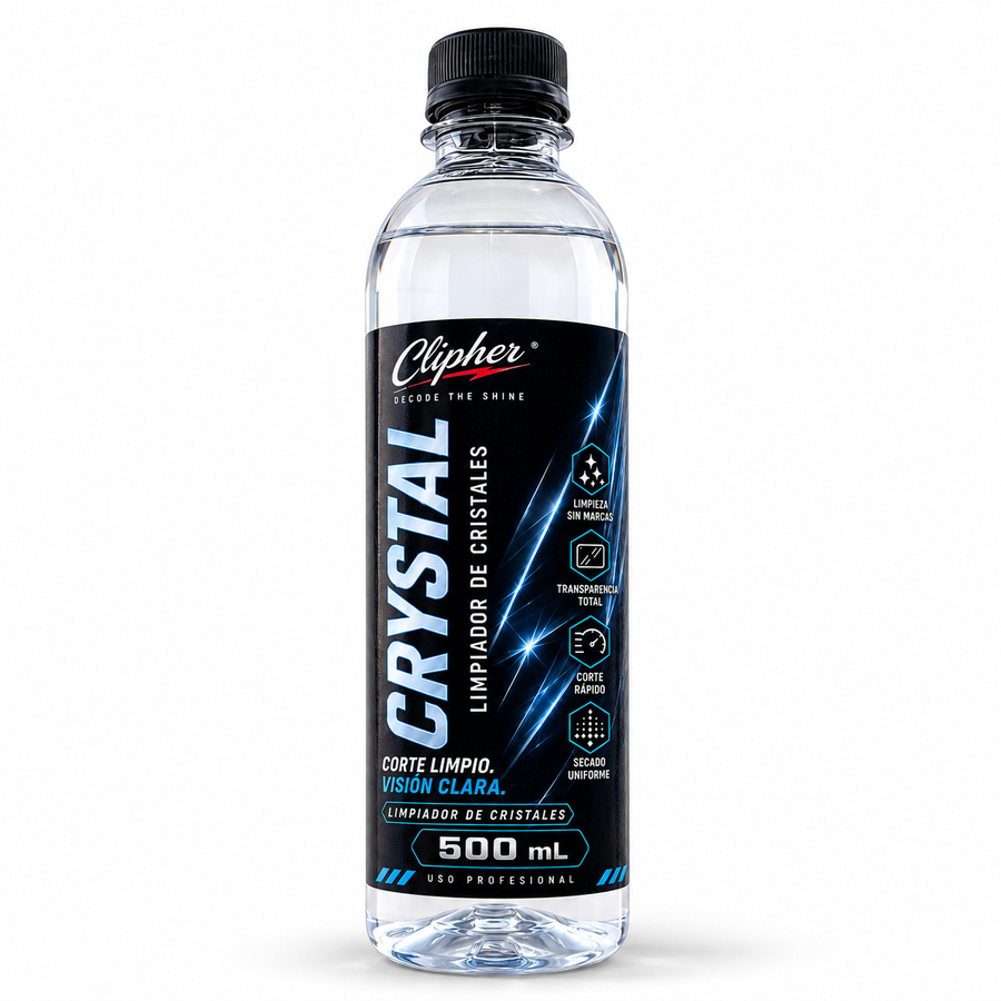 CLIPHER CRYSTAL limpiador de cristales 500 ml sobre fondo blanco