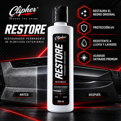 CLIPHER RESTORE restaurador de plásticos exteriores con antes y después