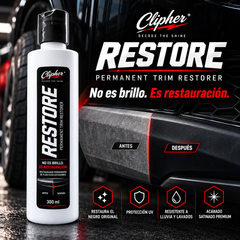 Beneficios de CLIPHER RESTORE restauración negro original protección UV y acabado satinado